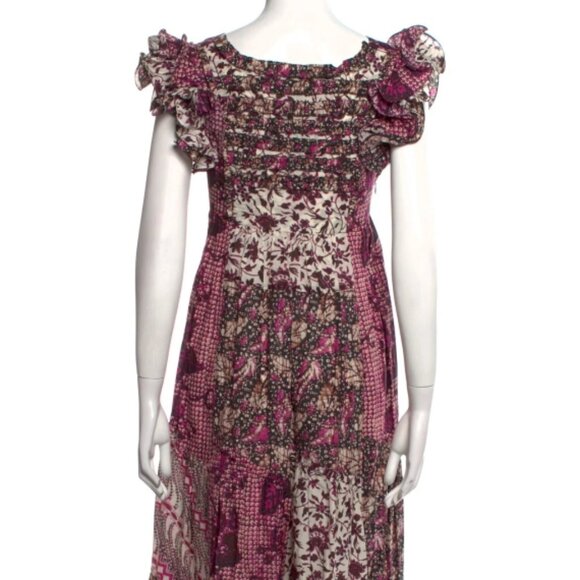 NWOT ULLA JOHNSON Zoya Midi Dress in Fuchsia XS $725 - Picture 8 of 9